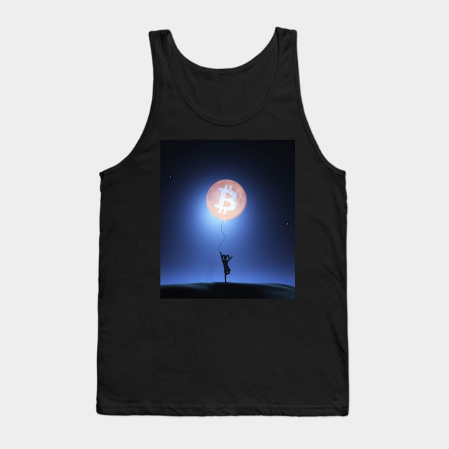 Bitcoin Moon BTC Cryptocurrency as Moon Bollon Tank Top by PH-Design